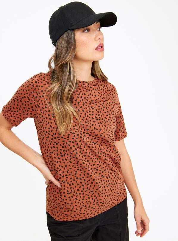 Leopard Print Relaxed Fit Slub T-Shirt 26